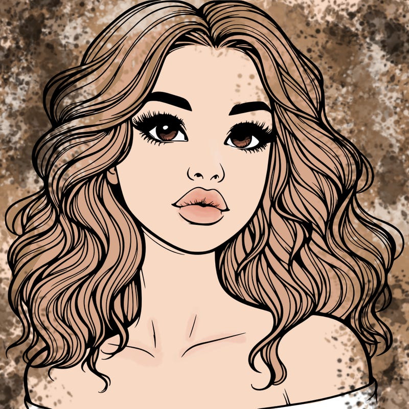 realistic girl with wavy hair and lips