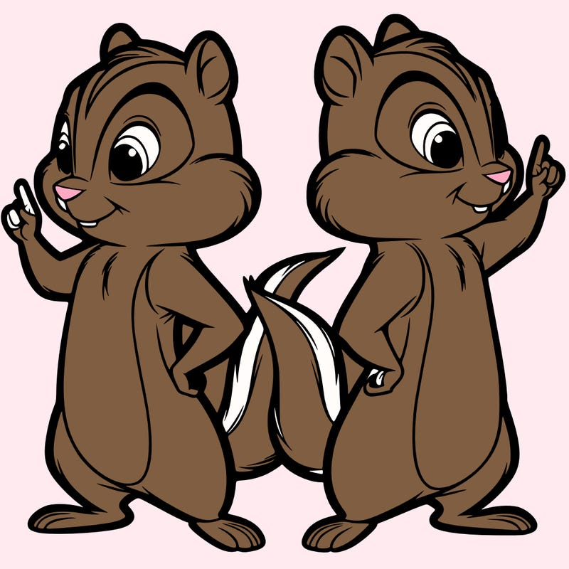 two tamias standing up split realistic