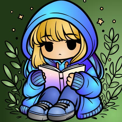 girl in oversized hoodie reading a book