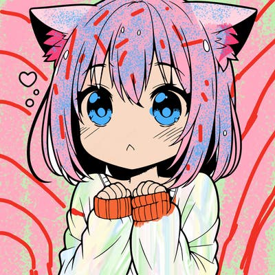 shy anime catgirl