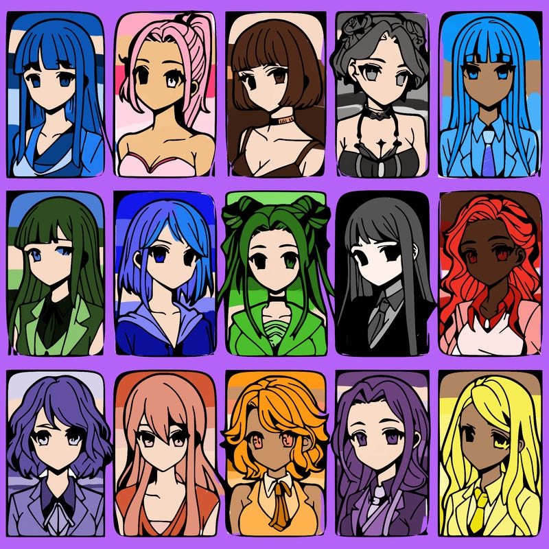 girls that look diffrent anime