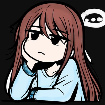 someone with long hair being bored