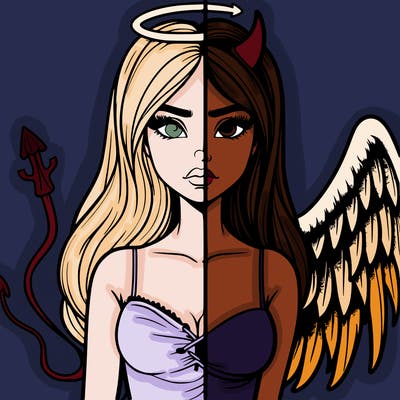 devil vs angel realistic girl