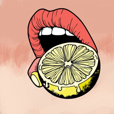 realistic lips eating lime