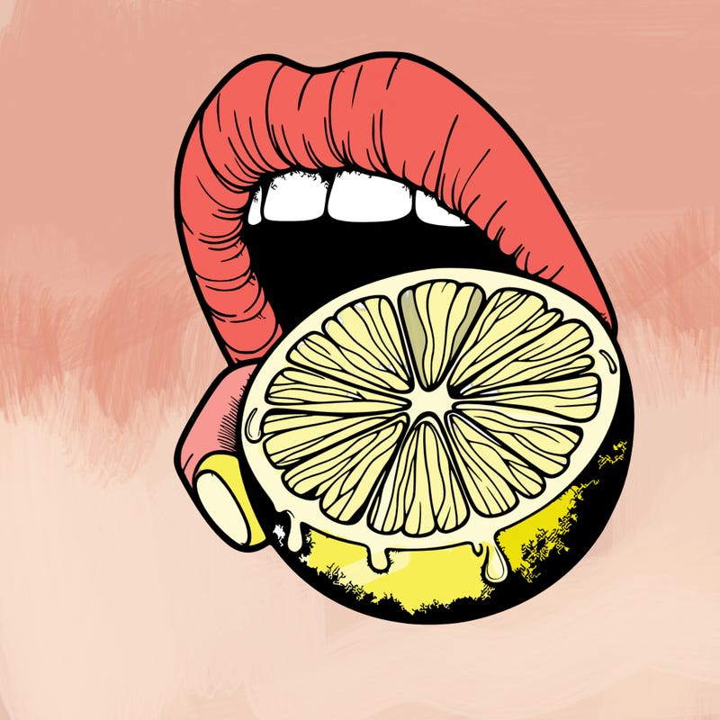 realistic lips eating lime