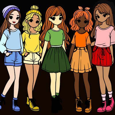 a group of five girls