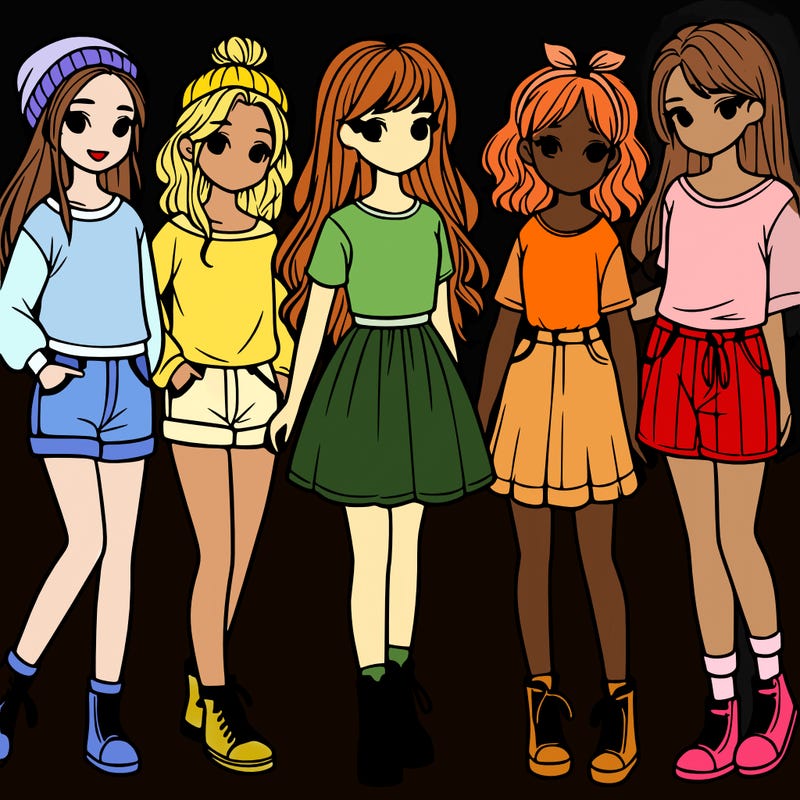 a group of five girls