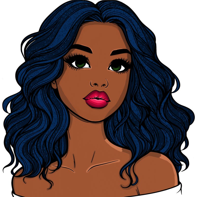realistic girl with wavy hair and lips
