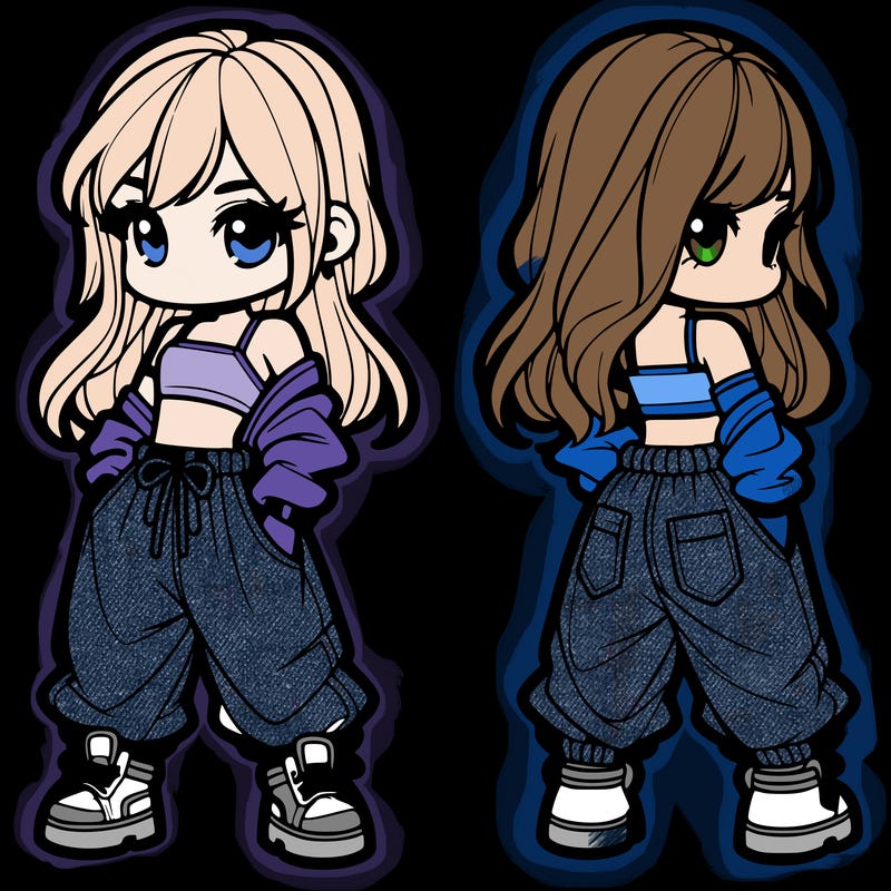 girl in crop top and baggy pants