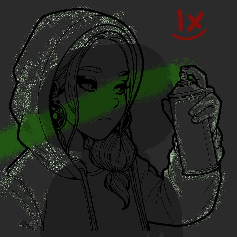 a realistic girl, spray painting