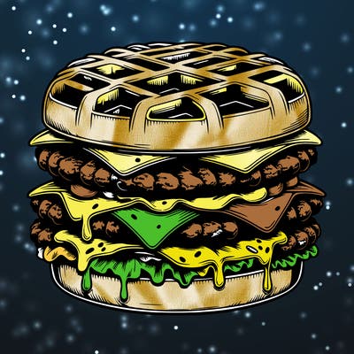 realistic waffle burger