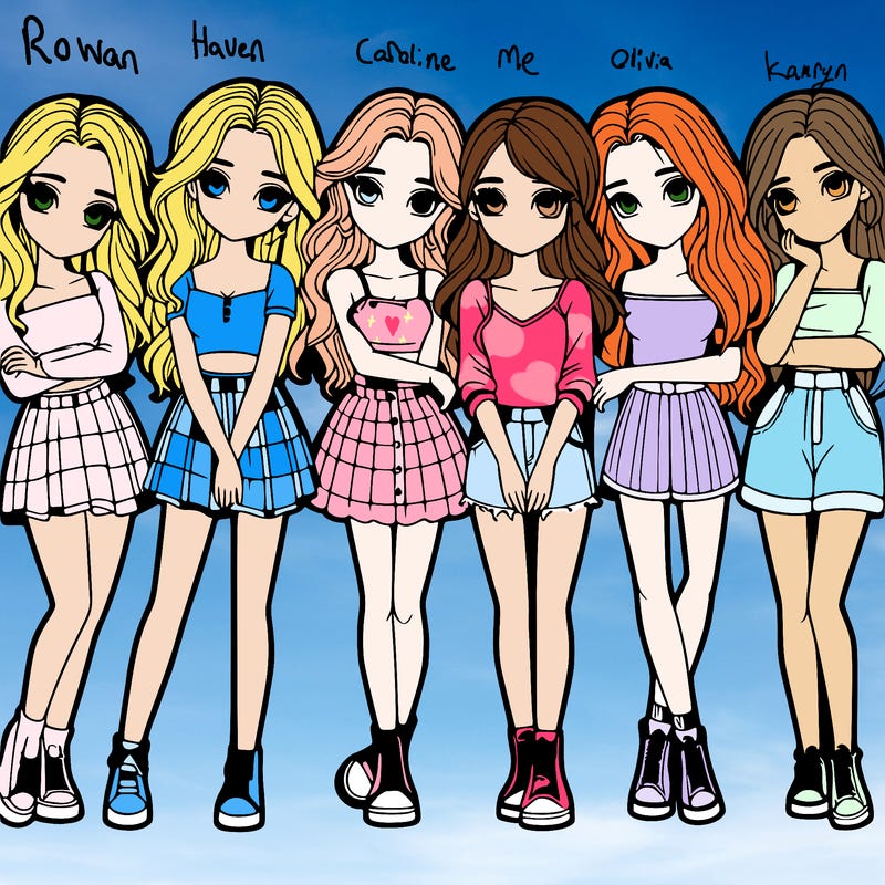 a group of girls realistic