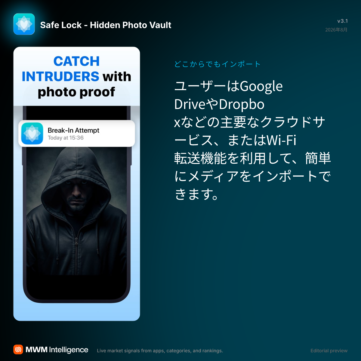 写真保存 ー 秘密のアルバムやフォルダをロックする。 - 写真／ビデオ