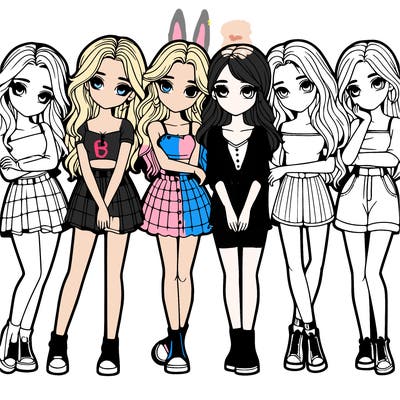 a group of girls realistic