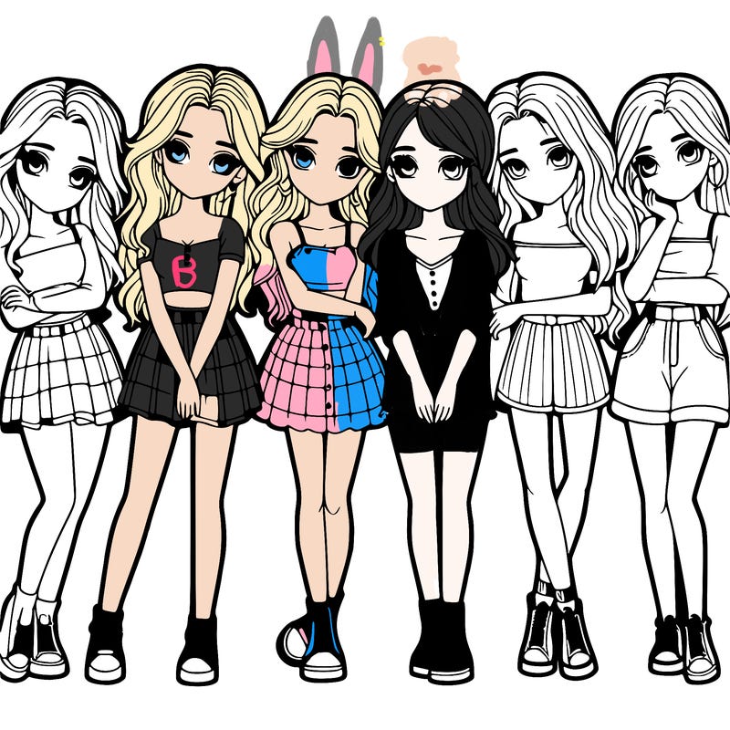 a group of girls realistic