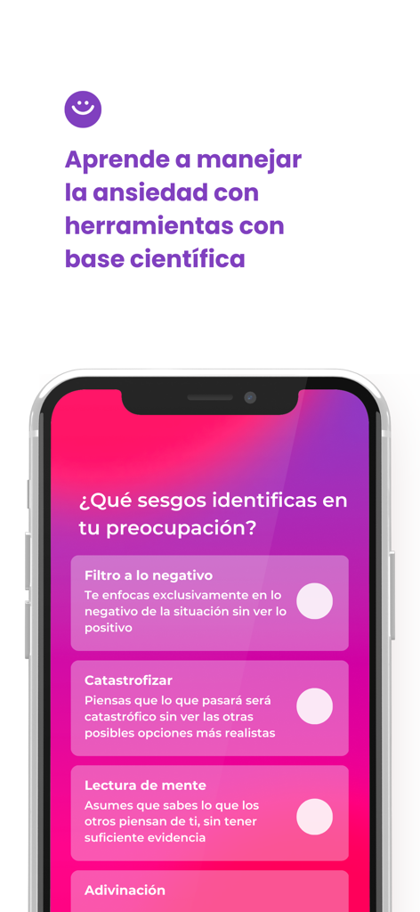 Terapi: Cuida tu salud mental - Interfaz de la app Terapi que muestra herramientas para manejar la ansiedad en español