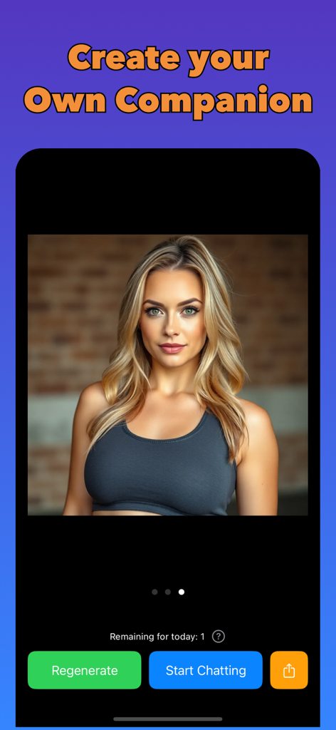 Dream AI Companion - A mobile app screen featuring an AI generated woman with the text Create your Own Companion