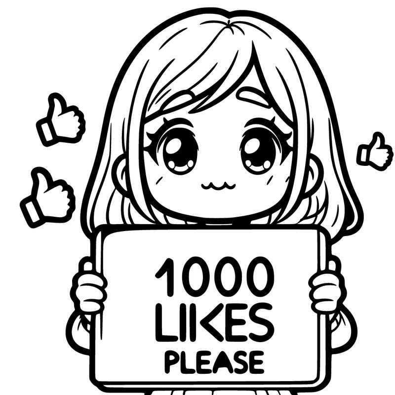 a girl holding a sign that says 1000 likes please