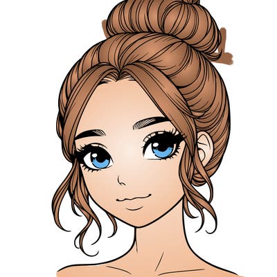 realistic pretty girl with hair in bun