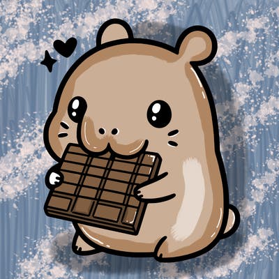 kawaii capybara eating chocolate bar