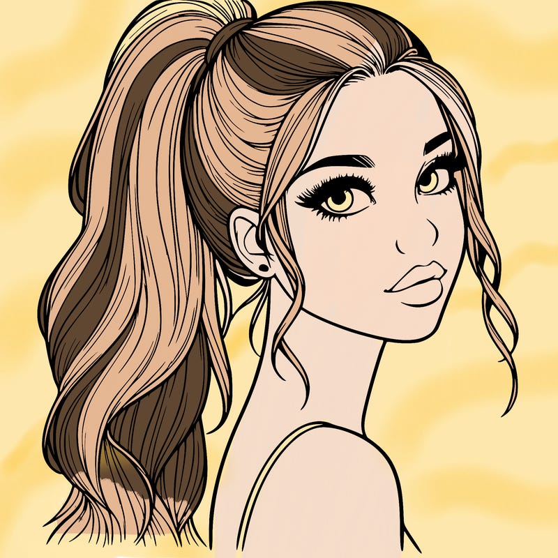 realistic pretty girl with high pony tail