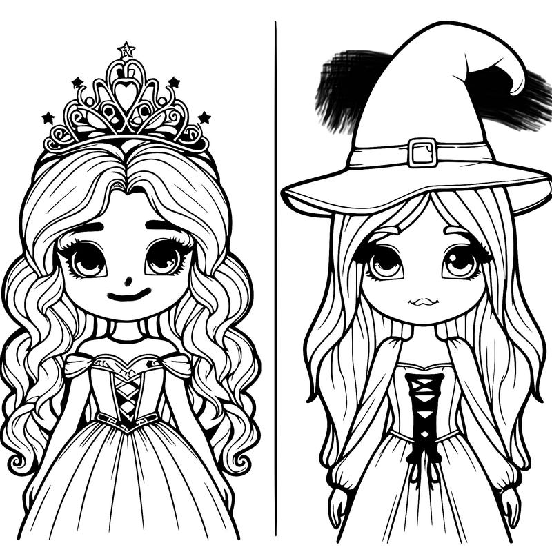 two realistic girls one princess one witch