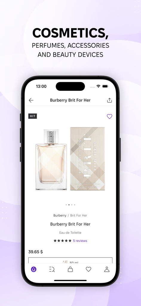 Page produit du parfum Burberry Brit For Her sur l'application mobile MAKEUP