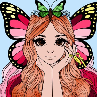 butterfly realistic girl