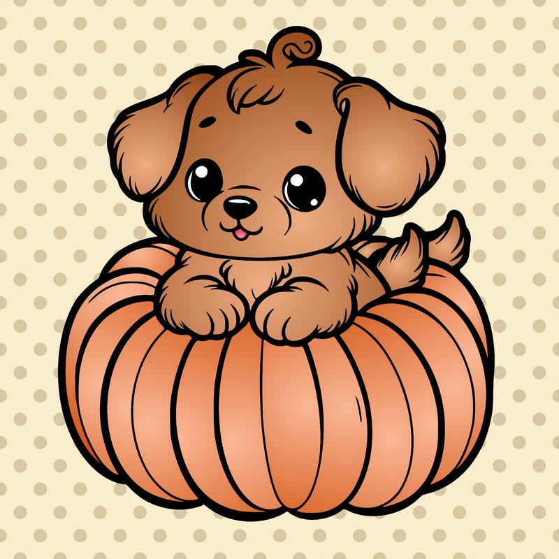 cute little puppy in a pumpkin