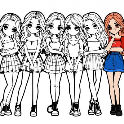 a group of girls realistic