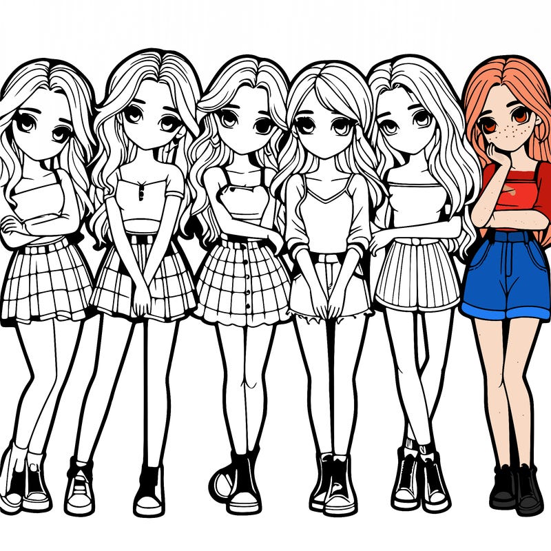 a group of girls realistic