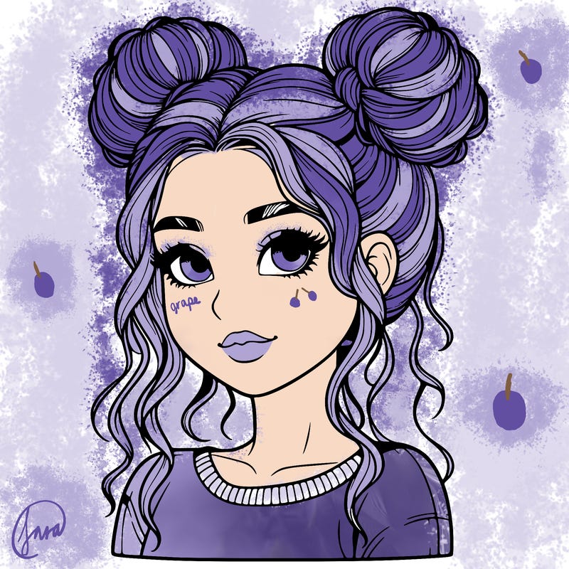 realistic girl with two buns in her hair