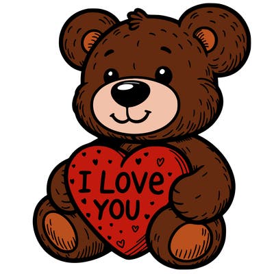 teddy bear holding an i love you heart
