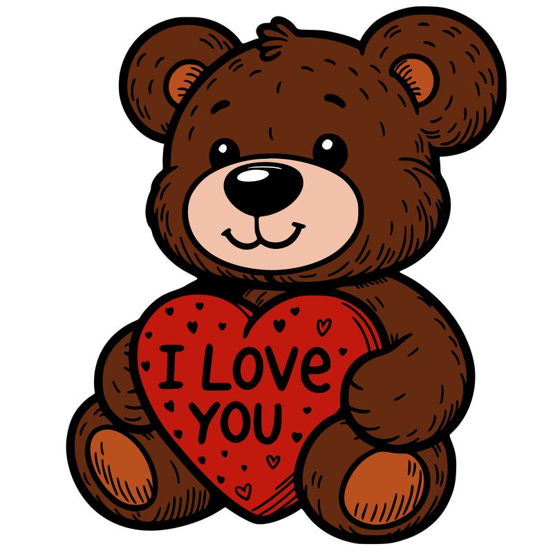 teddy bear holding an i love you heart