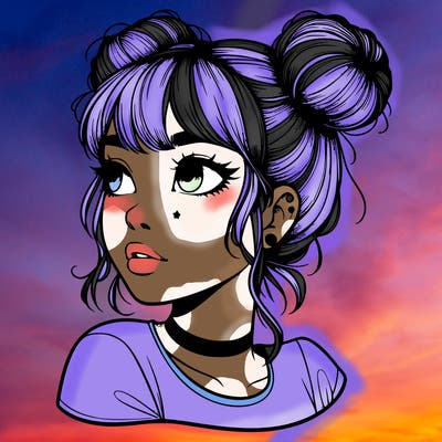 realistic girl with spacebuns