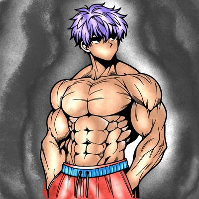 muscular anime boy