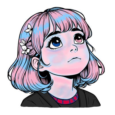 realistic girl looking up