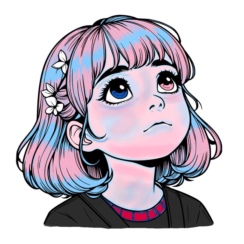 realistic girl looking up