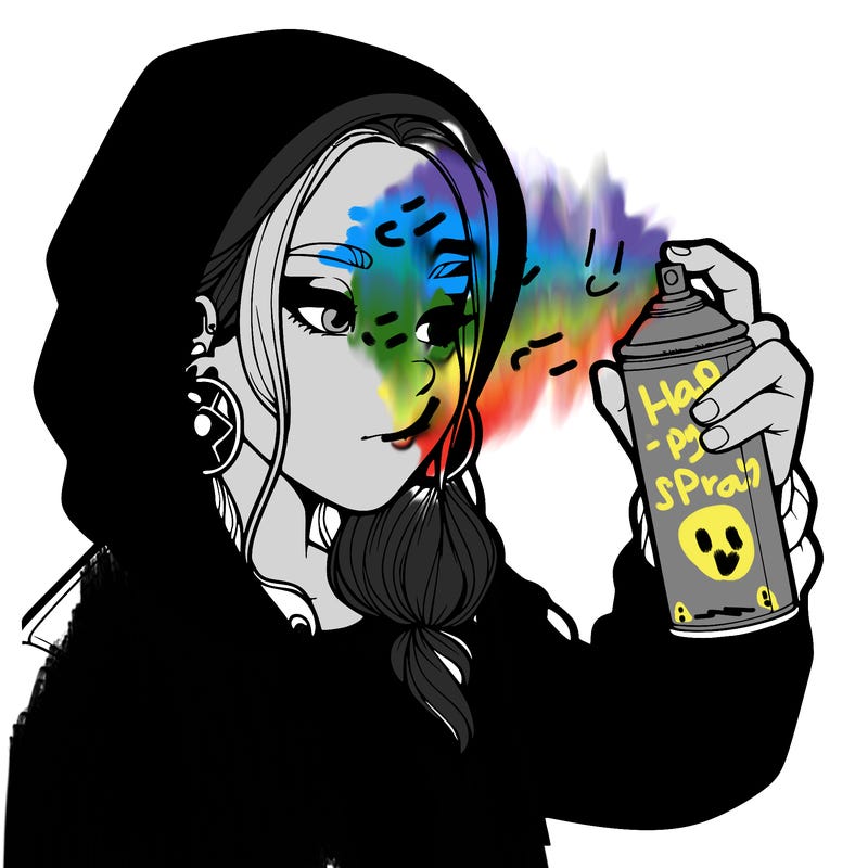 a realistic girl, spray painting