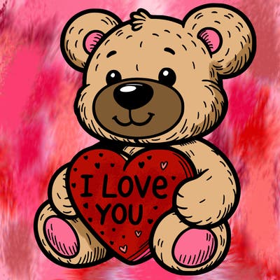teddy bear holding an i love you heart