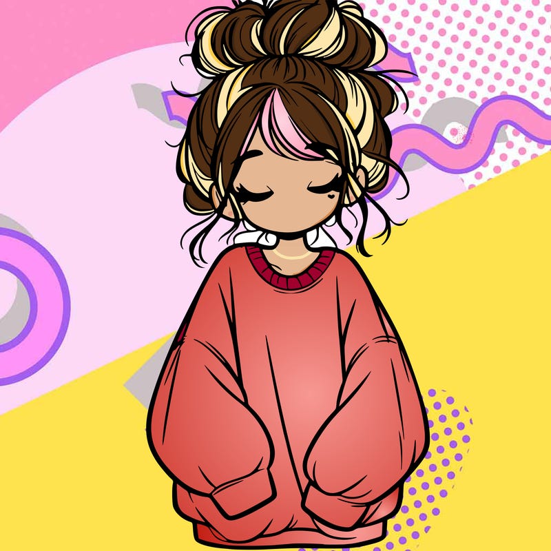 girl with baggy sweatshirt and messy bun