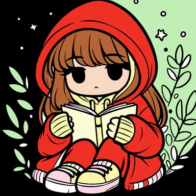 girl in oversized hoodie reading a book