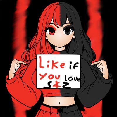 girl holding a blank sign in a long sleeve crop top