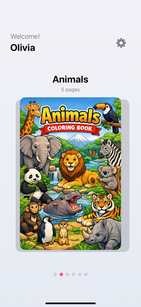 KidsFun Coloring Books - 子供向けのKidsFunアプリの動物テーマのお絵かき帳の表紙ページ