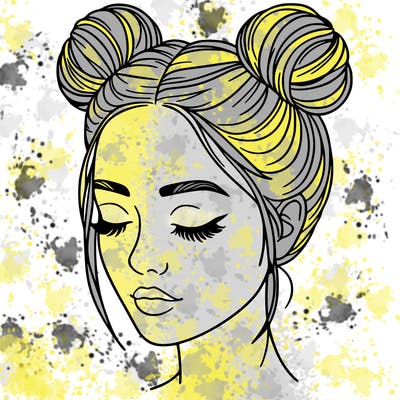 woman with hair buns