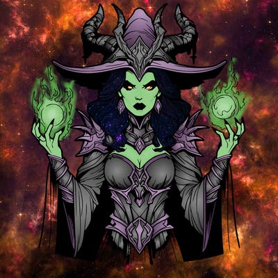 realistic evil sorceress fantasy chaos