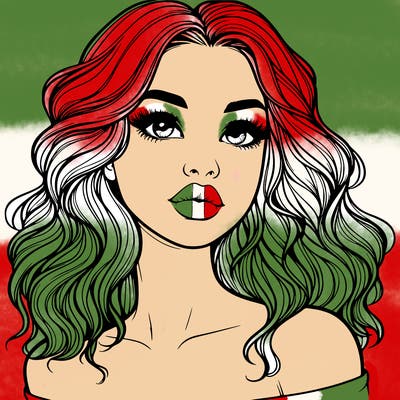 realistic girl with wavy hair and lips