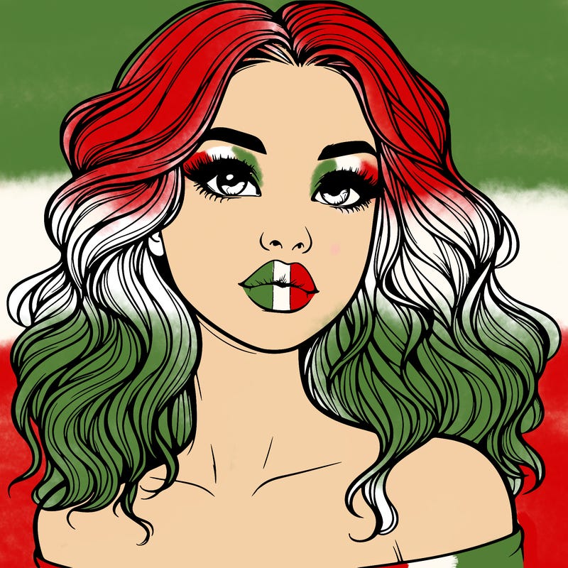 realistic girl with wavy hair and lips