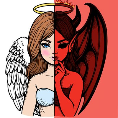 realistic angel half demon