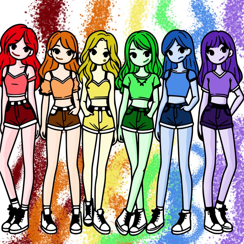a group of girls wearing crop tops and shorts